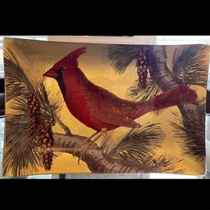 Pottery Barn decorative cardinal tray